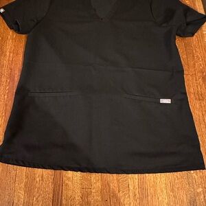Figs Black V-Neck Scrub Top